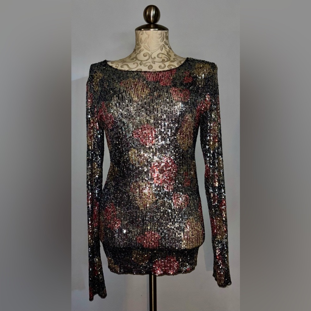 Free People Gold rush long sleeve in midnight printed combo Size Medium.     #45